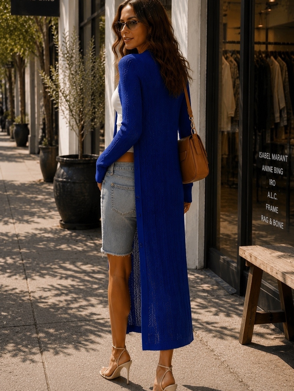 NWOT RARE A.L.C Cobalt Knit Maxi Duster Dress Cardigan Luxury Cover Up XS S $595 - Picture 5 of 11